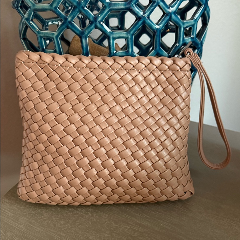 NWOT Rachel Zoe Tan Woven Wristlet